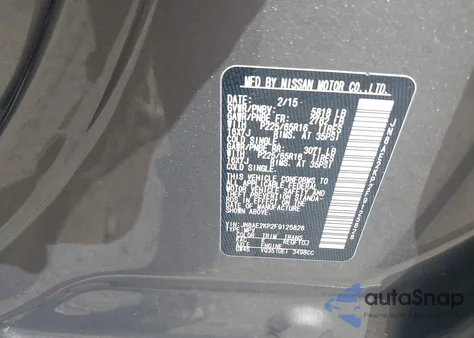 2015 Nissan Quest Platinum/S/Sl/Sv from USA, damaged, VIN JN8AE2KP2F9125828